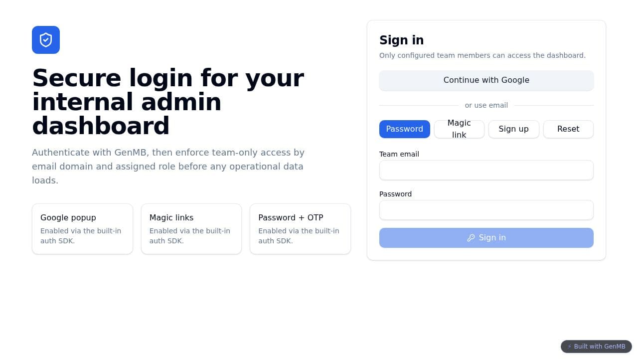 Screenshot of Admin Insights Dashboard