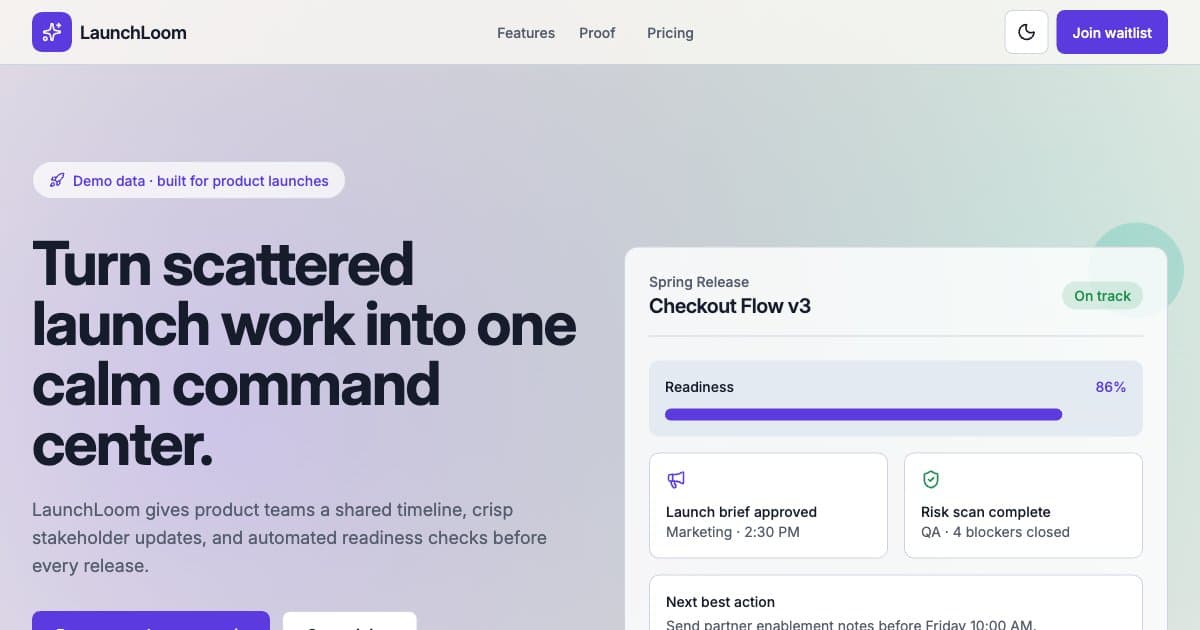 Screenshot of LaunchLoom