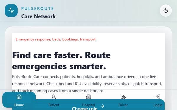 Screenshot of PulseRoute Care