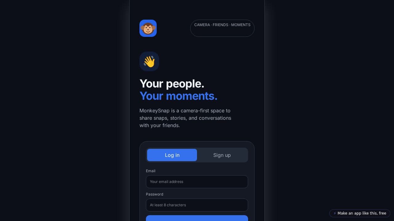 Screenshot of MonkeySnap Social