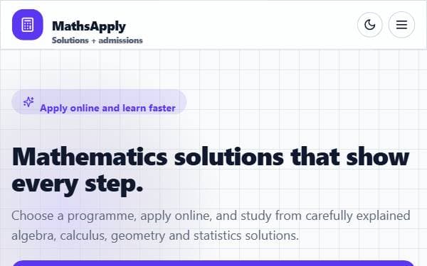 Screenshot of MathsApply Hub
