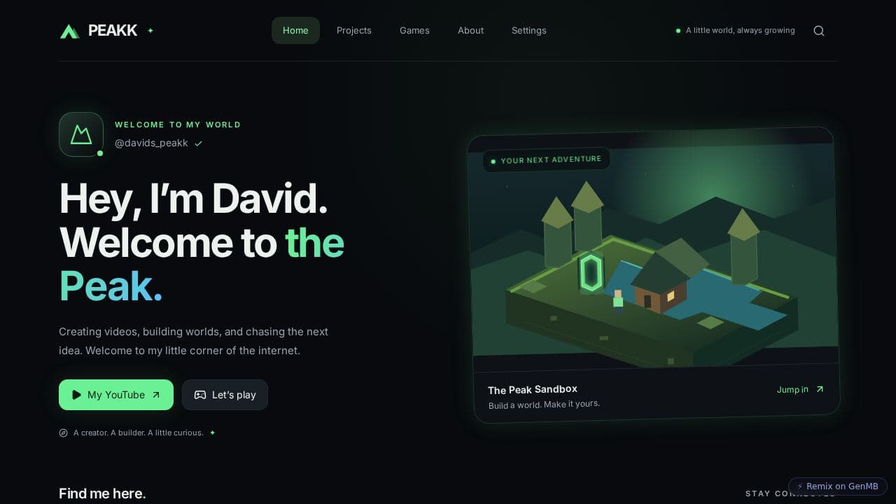 Screenshot of The Peak Website