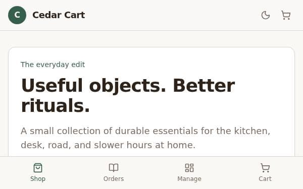 Screenshot of Cedar Cart