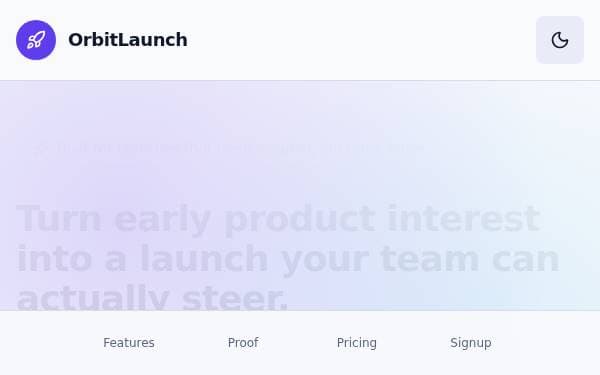 Screenshot of OrbitLaunch Page
