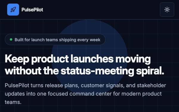 Screenshot of PulsePilot Launch