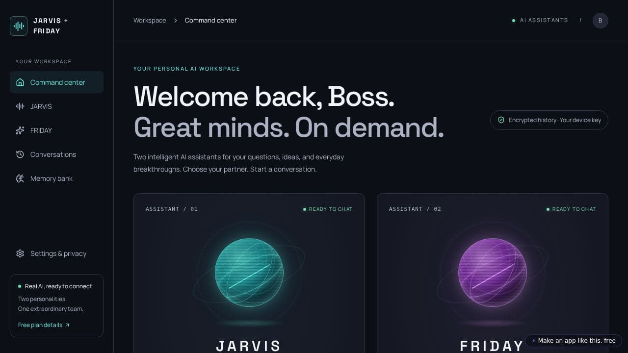 Screenshot of JARVIS + FRIDAY (Remix)