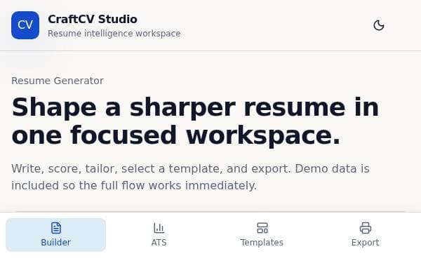 Screenshot of CraftCV Studio