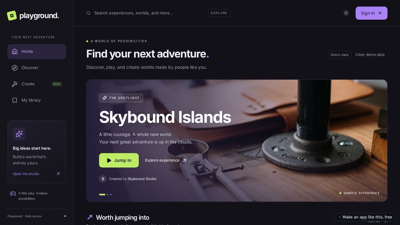 Screenshot of Game Creation Platform