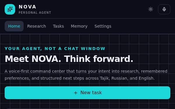 Screenshot of NOVA Multilingual Agent