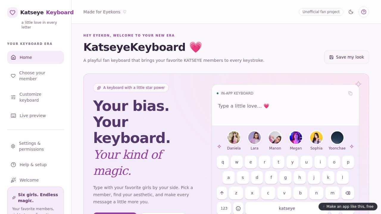 Screenshot of Katseye Keyboard