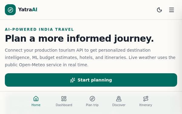 Screenshot of Smart India Travel AI