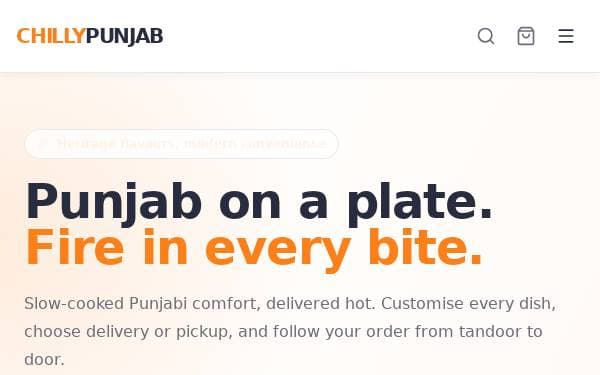 Screenshot of Chilly Punjab Ordering