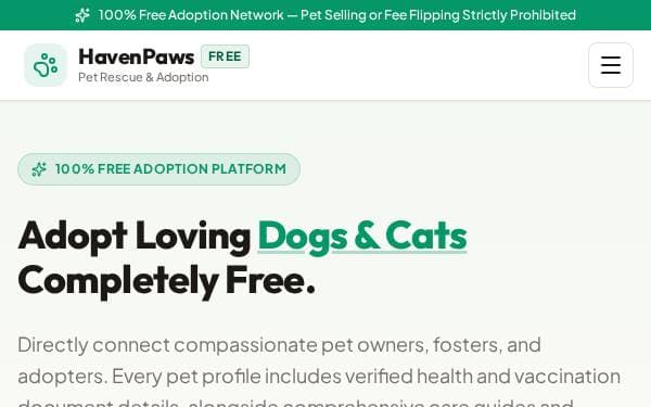 Screenshot of Pet Adoption Hub