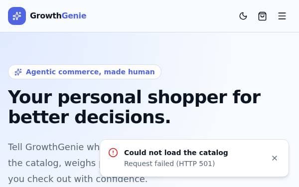 Screenshot of GrowthGenie AI Commerce