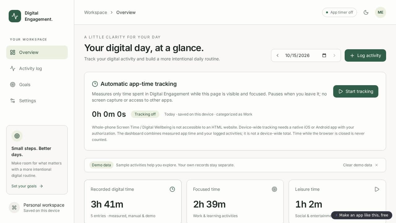 Screenshot of Digital Engagement
