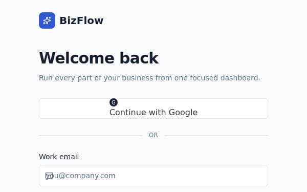 Screenshot of BizFlow Business Hub