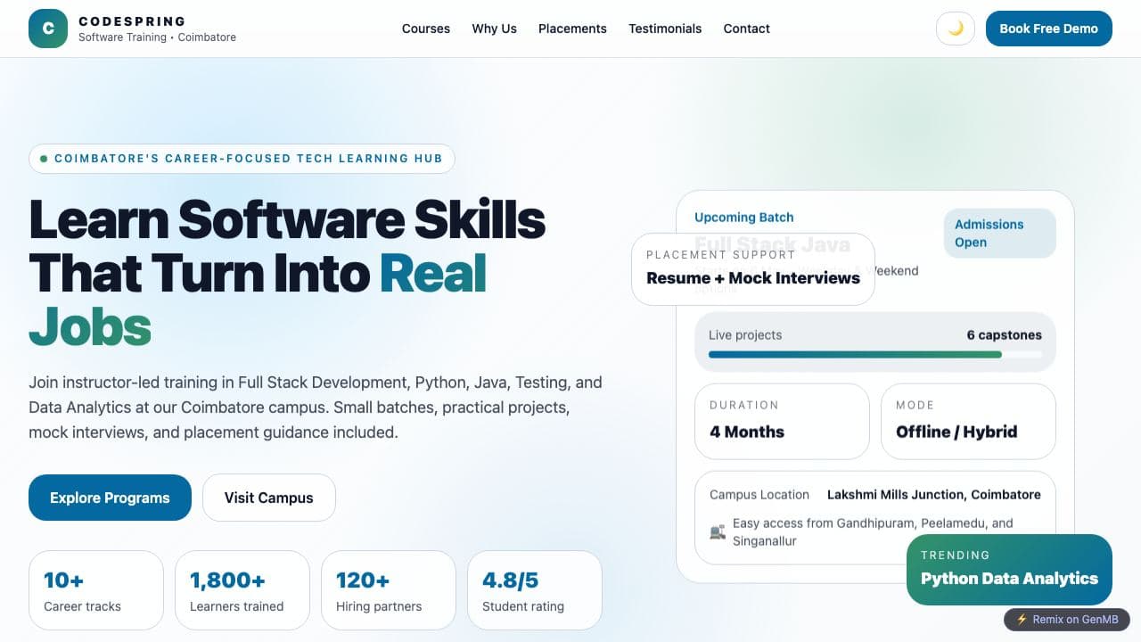 Screenshot of CodeSpring Academy