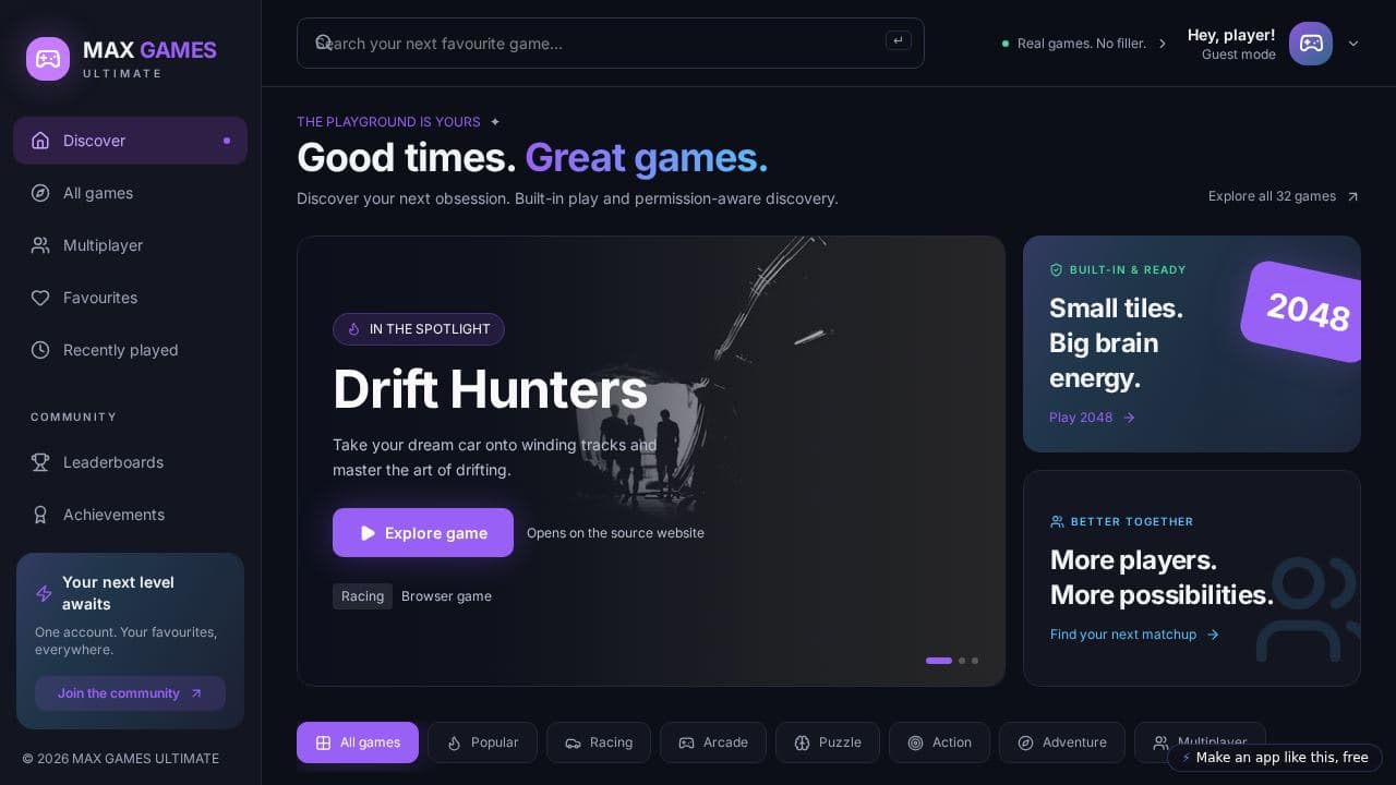 Screenshot of MAX Games Ultimate