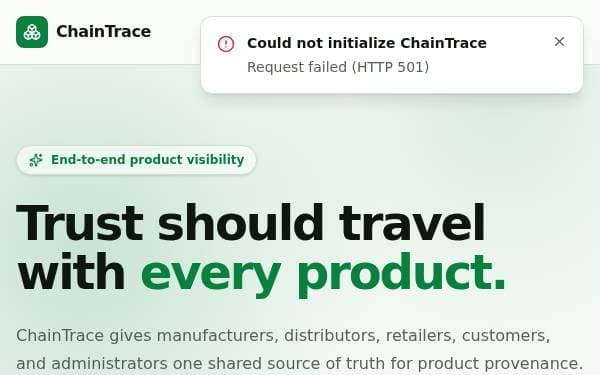 Screenshot of ChainTrace Portal