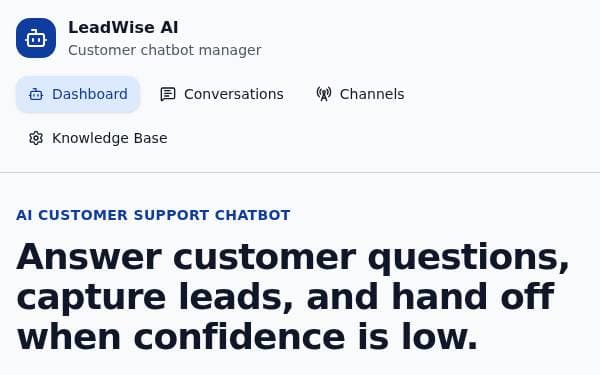 Screenshot of AI Customer Chatbot