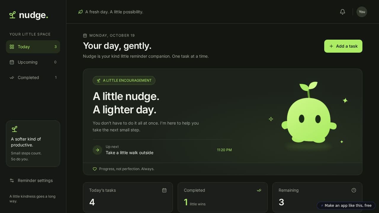 Screenshot of Nudge Task Reminders