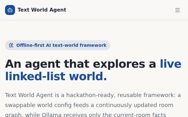 Screenshot of Offline Text World Agent