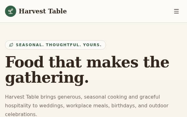 Screenshot of Catering Booking Hub