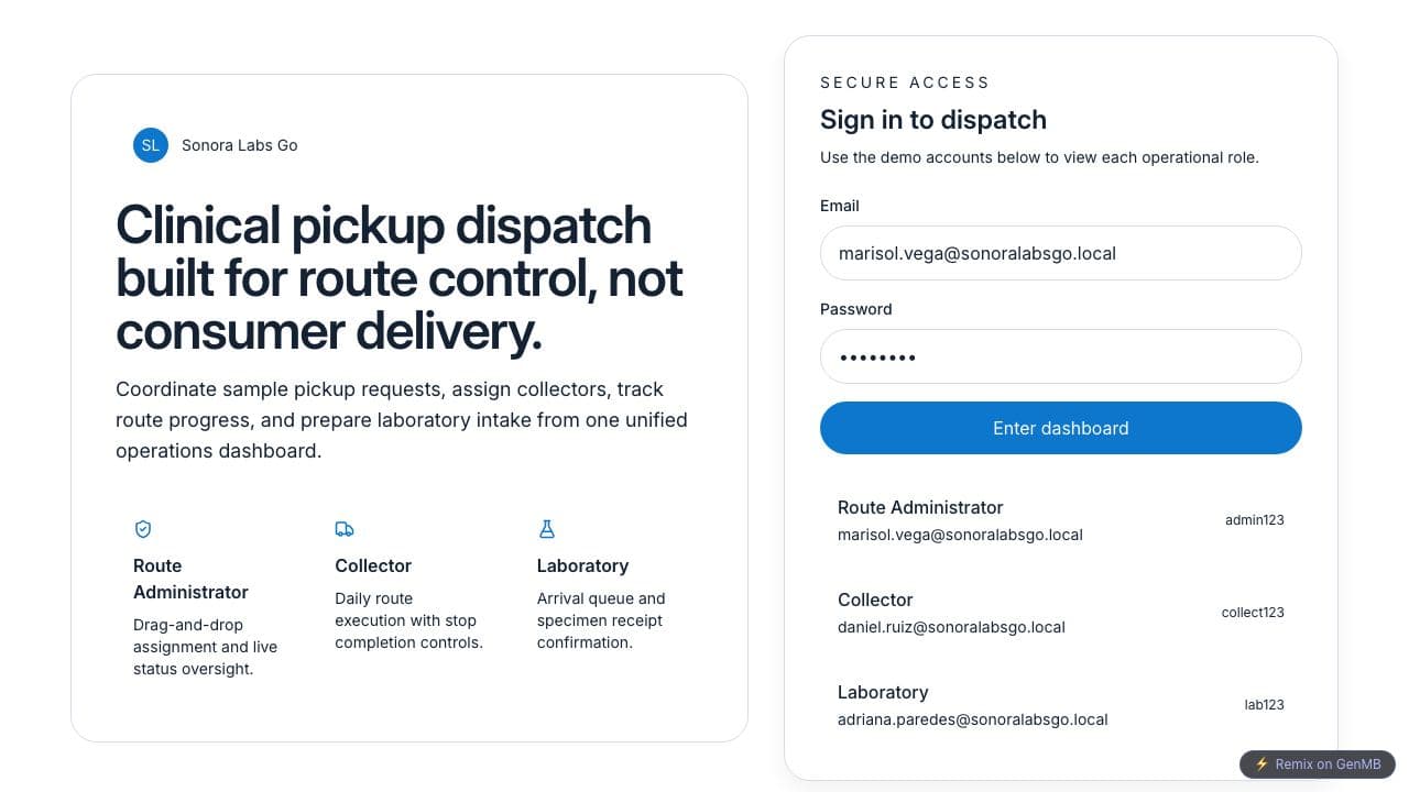 Screenshot of Sonora Labs Go