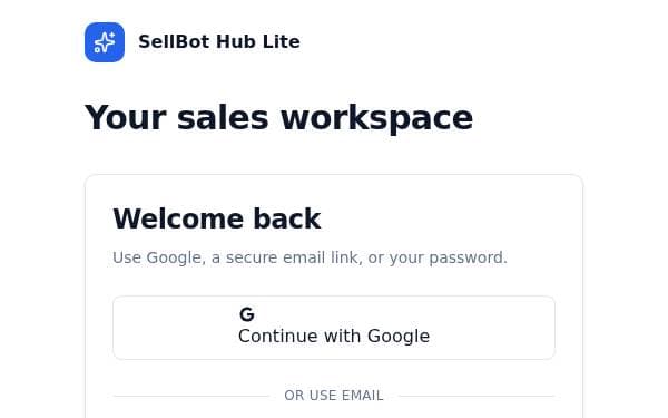 Screenshot of SellBot Hub Lite