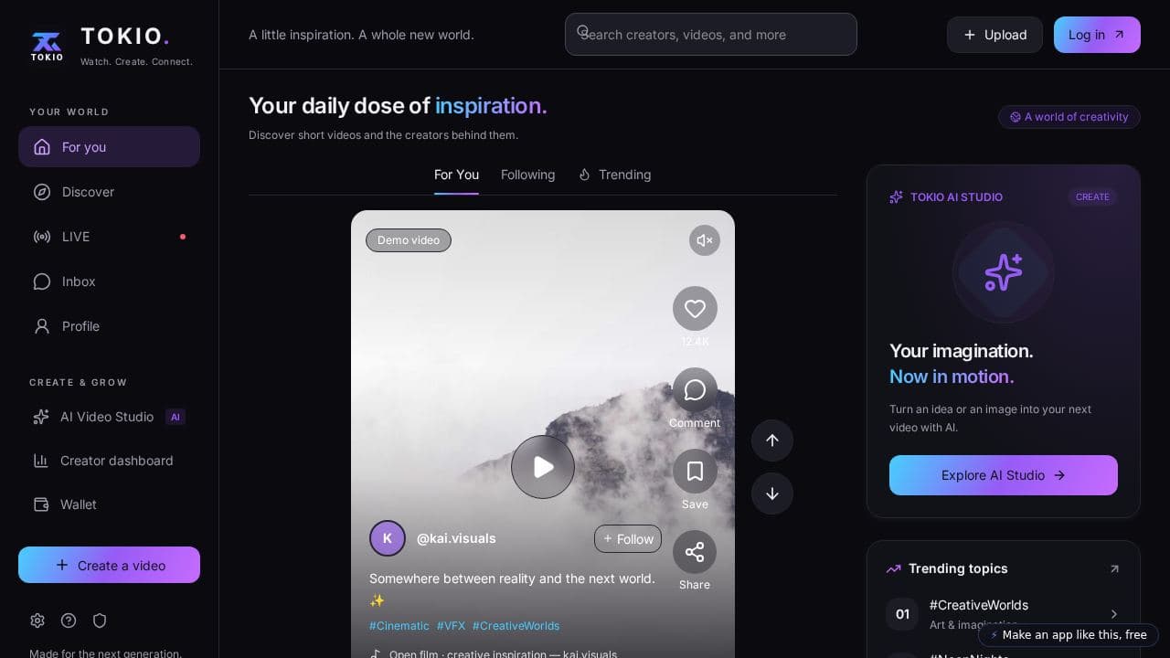 Screenshot of TOKIO Video Social