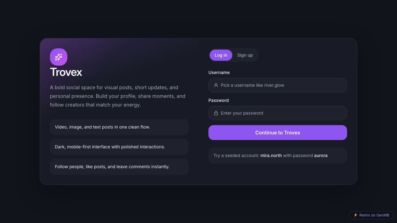 Screenshot of Trovex Social