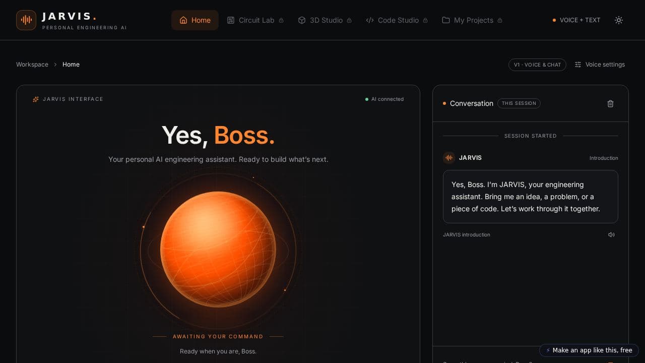 Screenshot of JARVIS Assistant