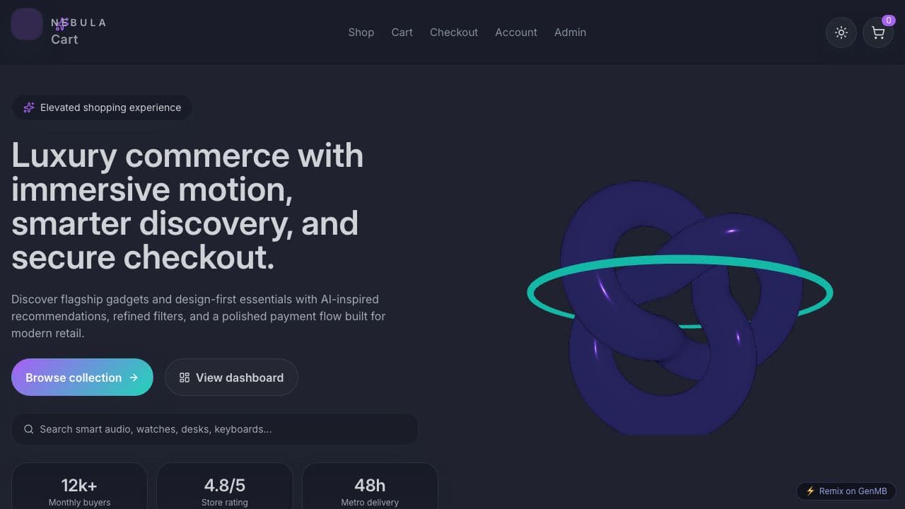 Screenshot of Nebula Cart