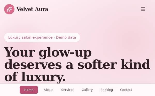 Screenshot of Velvet Aura Salon