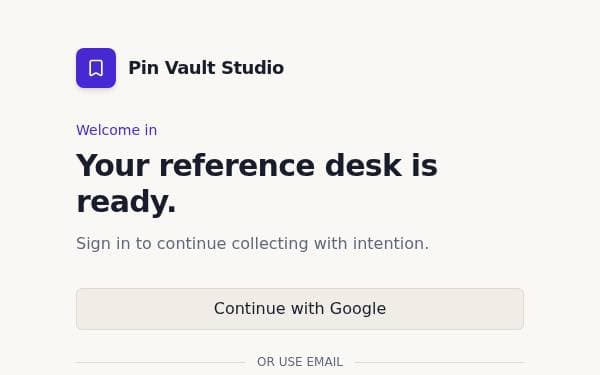 Screenshot of Pin Vault Studio