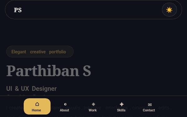 Screenshot of Parthiban Portfolio