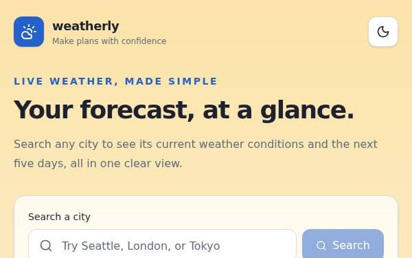Screenshot of Dynamic Weather Dashboard