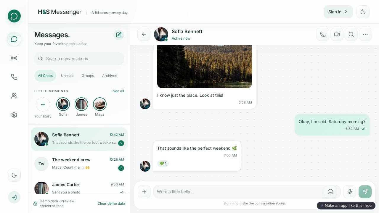 Screenshot of H&S Messenger