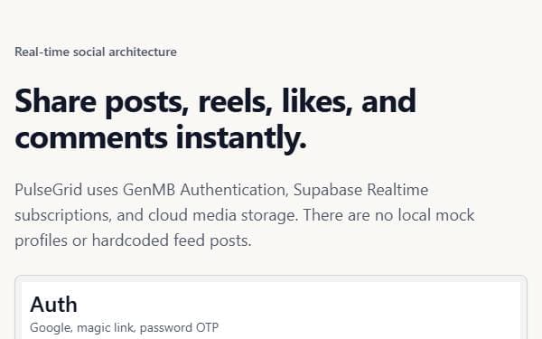 Screenshot of PulseGrid Social