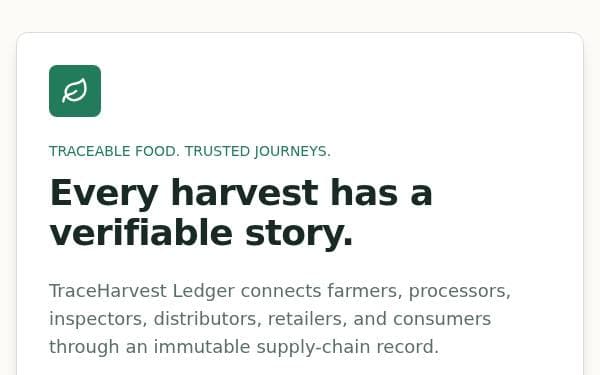 Screenshot of TraceHarvest Ledger