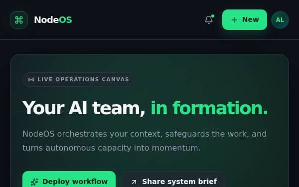 Screenshot of NodeOS Command Center