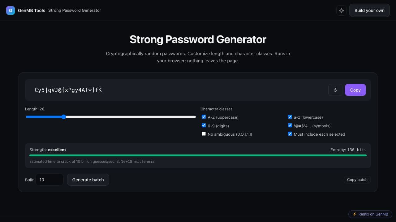 Screenshot of Strong Password Generator