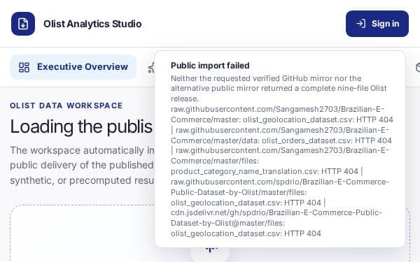 Screenshot of Olist Marketplace Insights