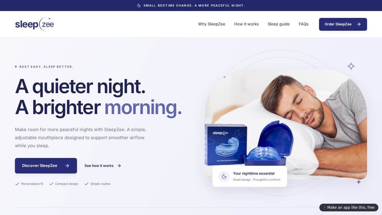 Screenshot of SleepZee — A quieter night starts here