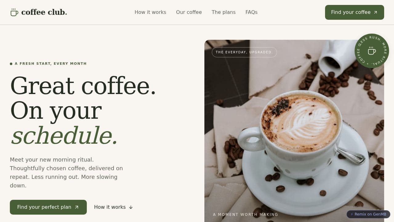 Screenshot of Coffee Club
