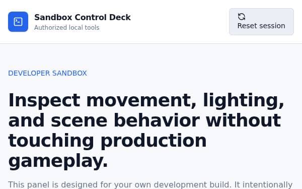 Screenshot of Sandbox Control Deck