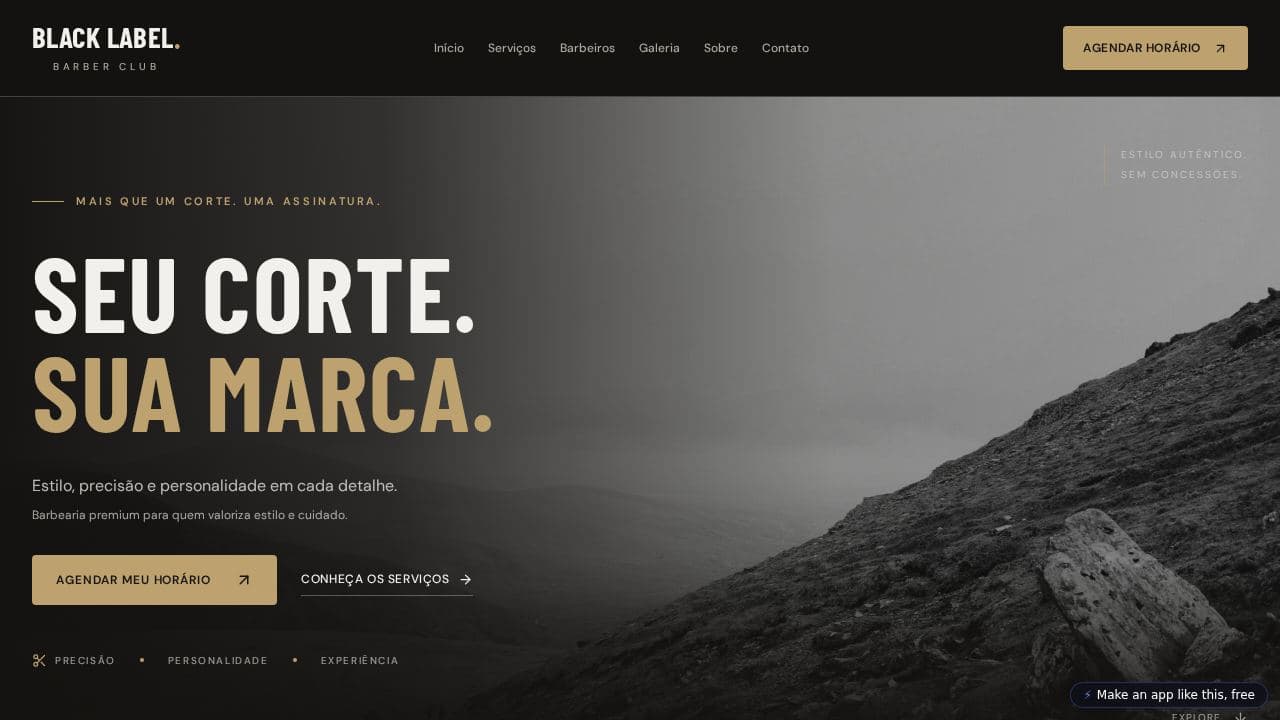 Screenshot of Black Label Barber Club