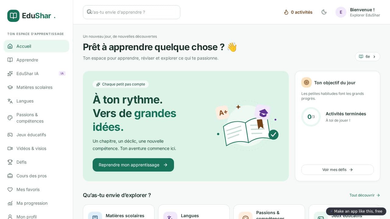 Screenshot of EduShar Learning Platform