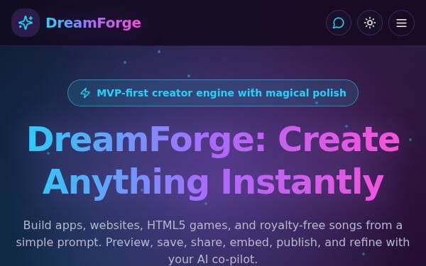 Screenshot of DreamForge AI