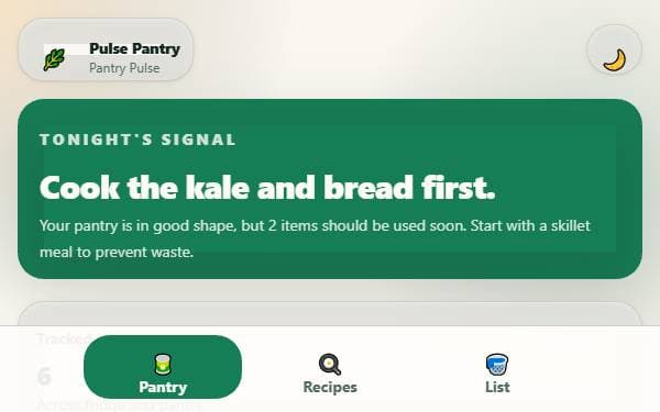Screenshot of Pulse Pantry